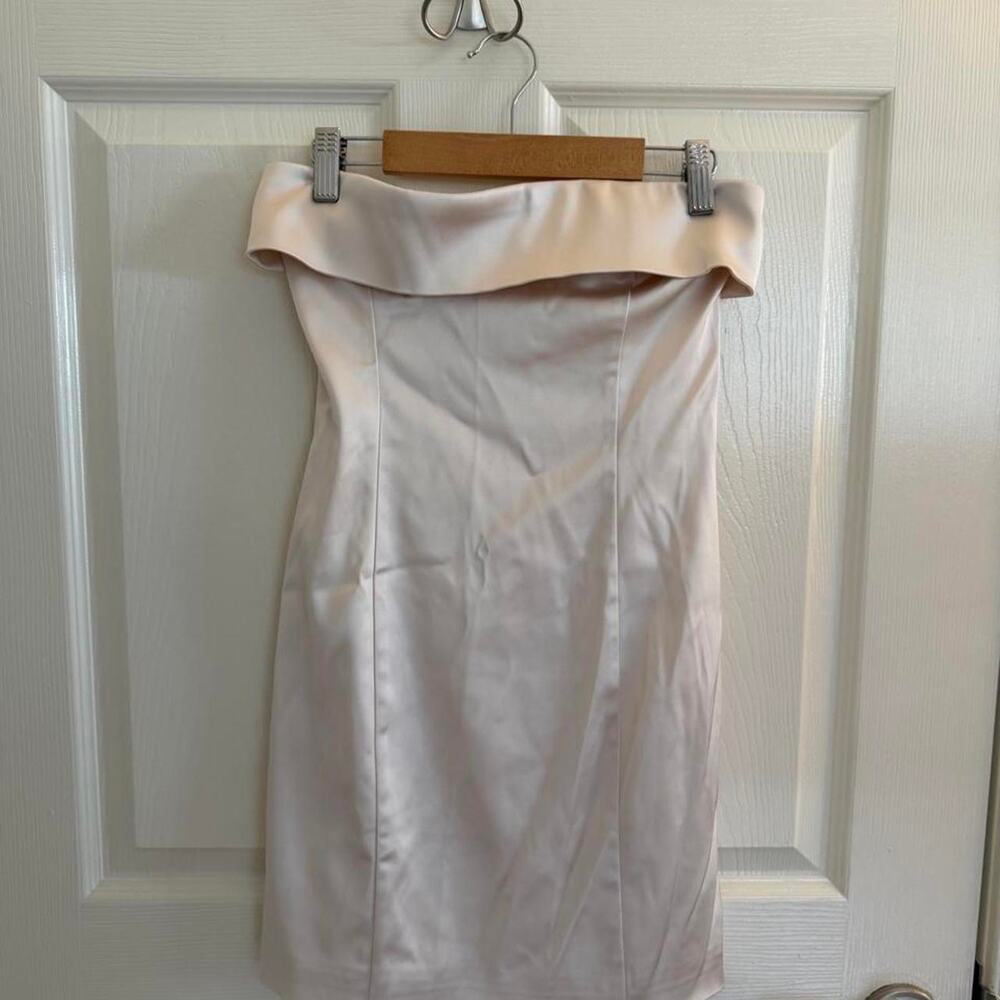 Aritzia cream colored silk strapless dress